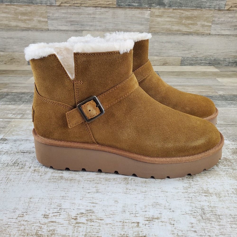Koolaburra by UGG Kelissa Mini Womens Ankle Boots Sz 9 Chestnut Suede Faux Fur